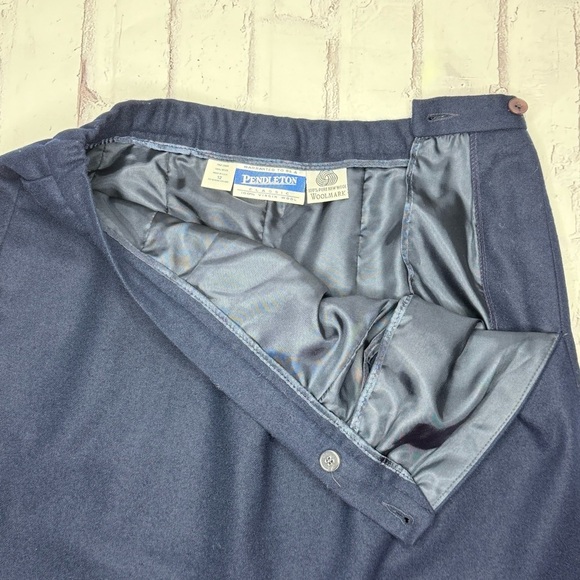 Pendleton Virgin Wool Pencil Skirt Size 12 Navy Blue Academia Office Career - Picture 9 of 9